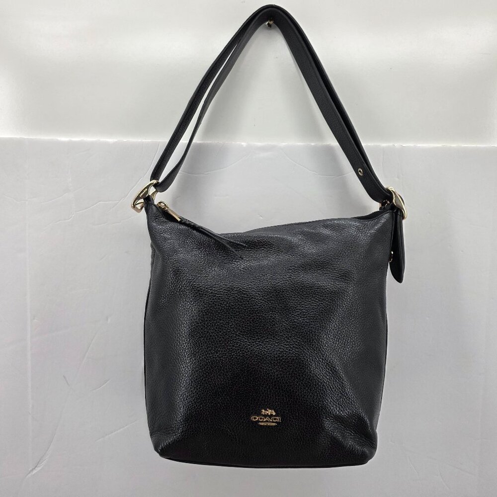 Coach Women's Val Duffle Leather Shoulder Bag  C2818 - Black